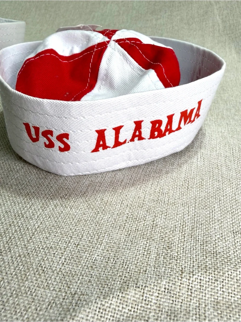 Baby USS Alabama Sailor Hat - Red and Navy